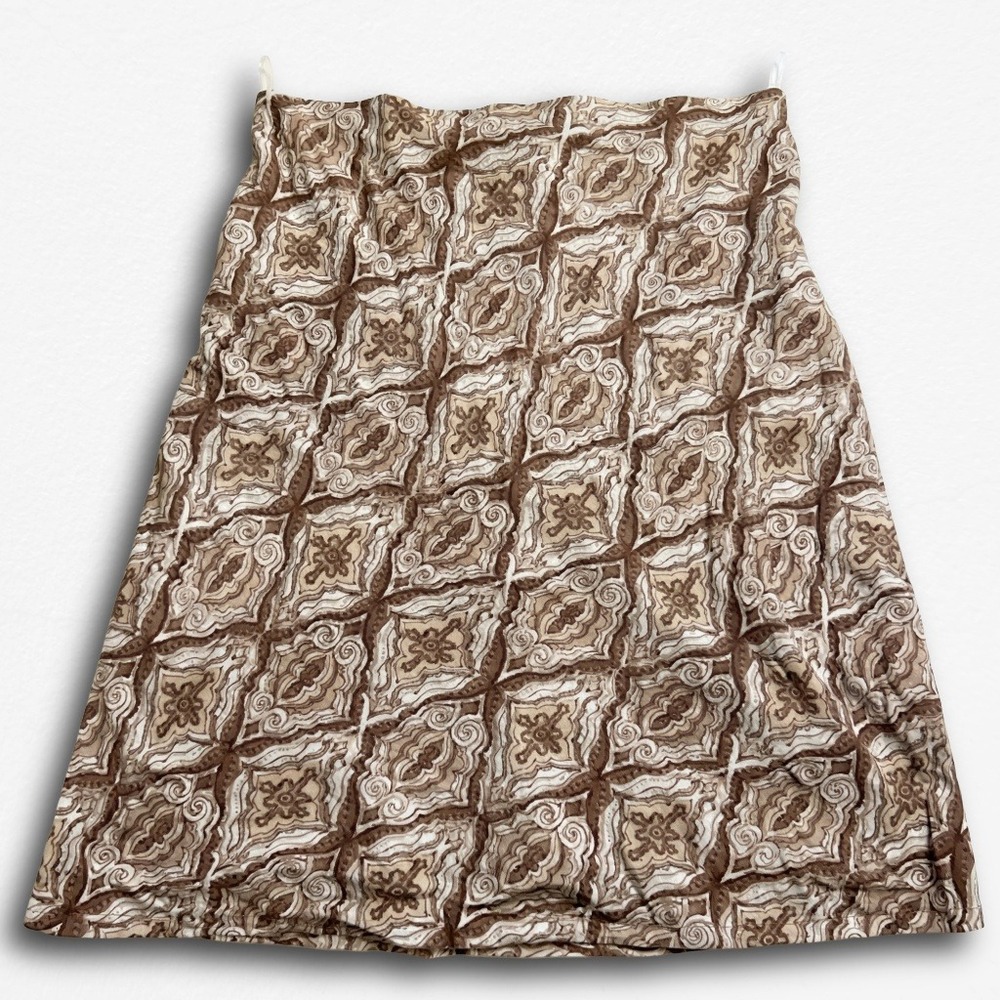 Vintage New York & Company Brown Medallion Print Midi Skirt 90s Y2K A-Line L/XL